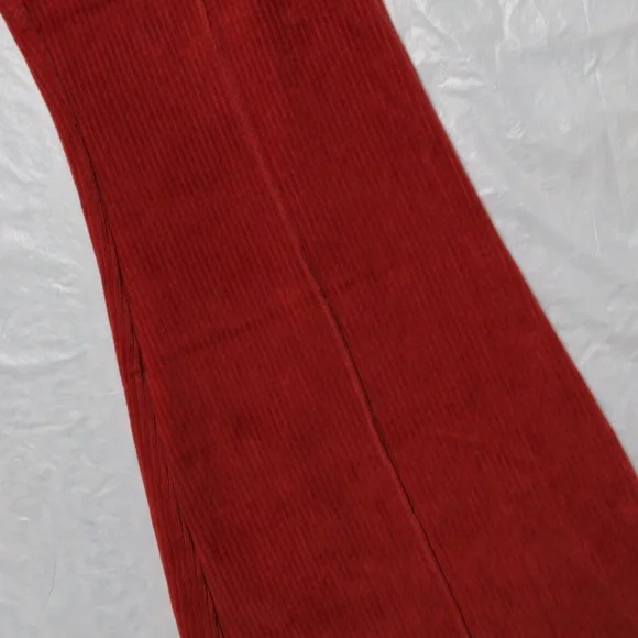 Aerie Groove On Rib Velour Flare Pants Orange Pull On Size Small - Picture 2 of 7